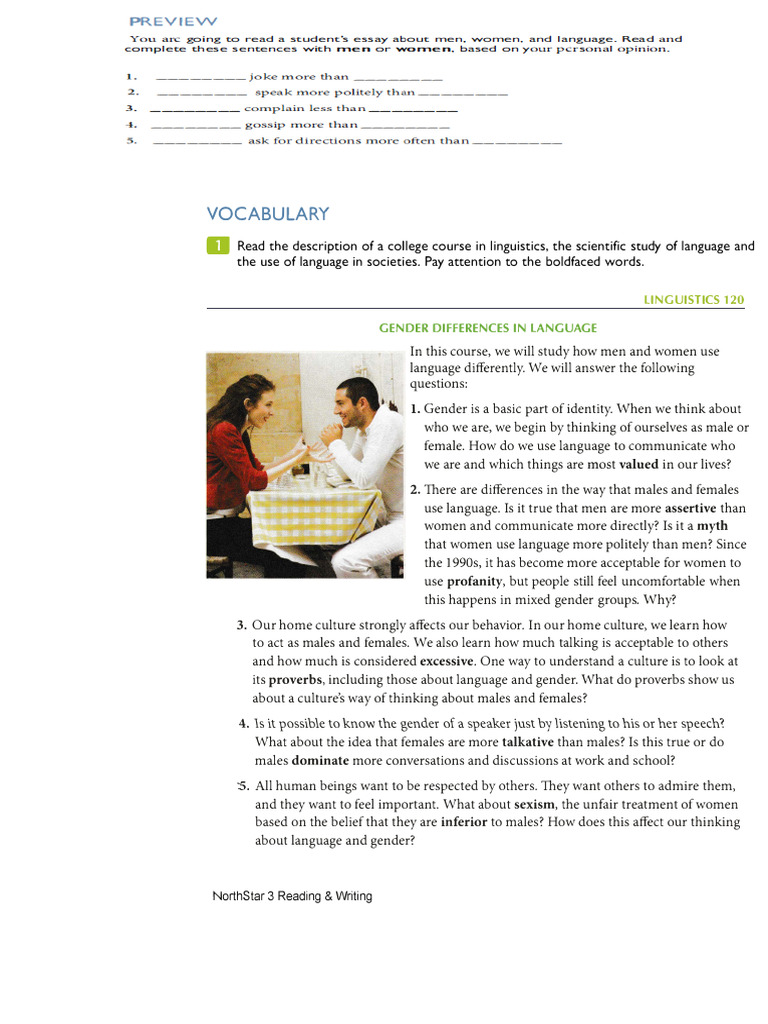 Gender and Language Differences Course | PDF | Vocabulary | Gender