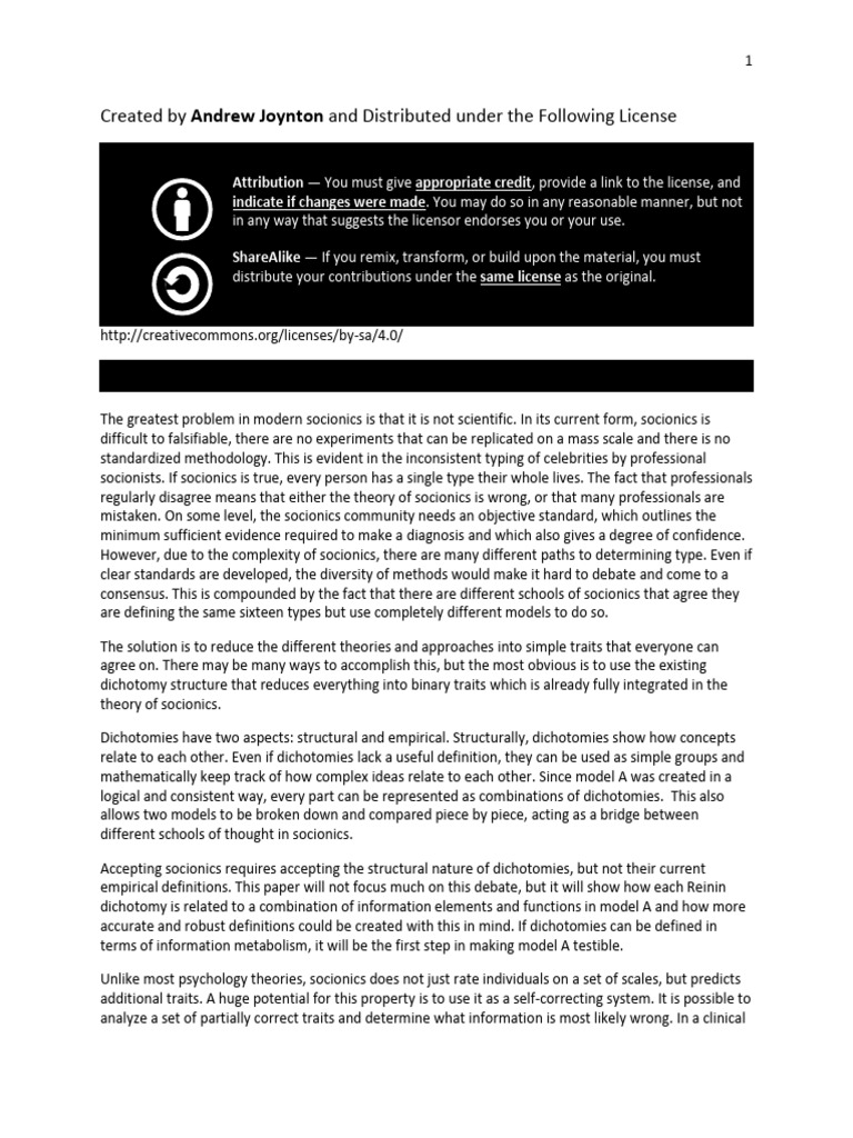 Visualizing Socionics Article Section 1 | PDF | Theory | Experiment