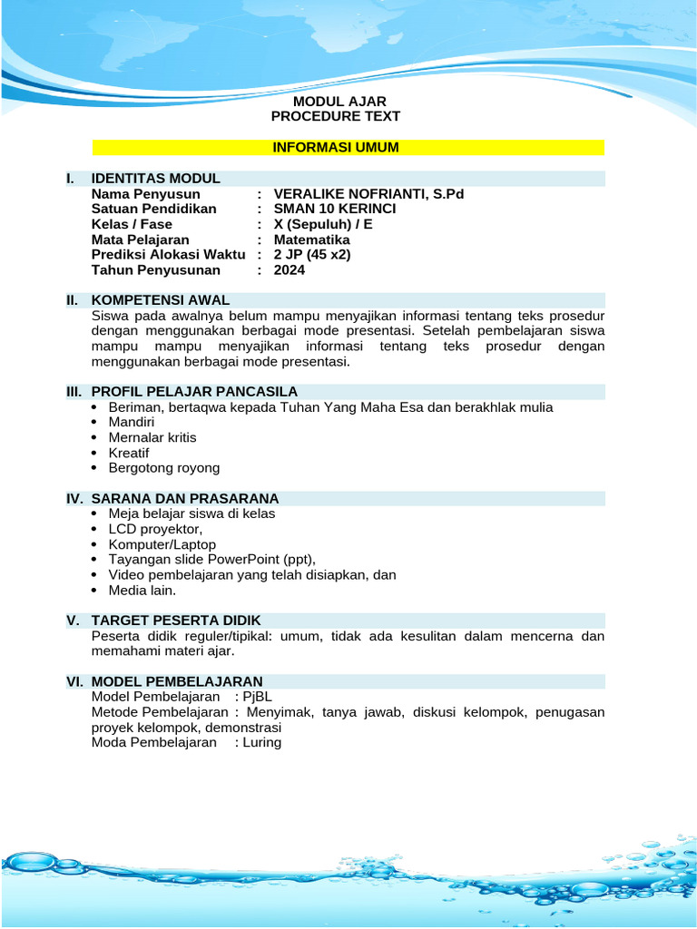 Modul PROCEDURE TEXT | PDF