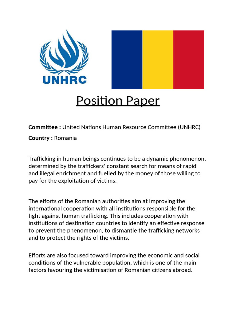 Position Paper – Romania | PDF | Human Trafficking | Unfree Labour