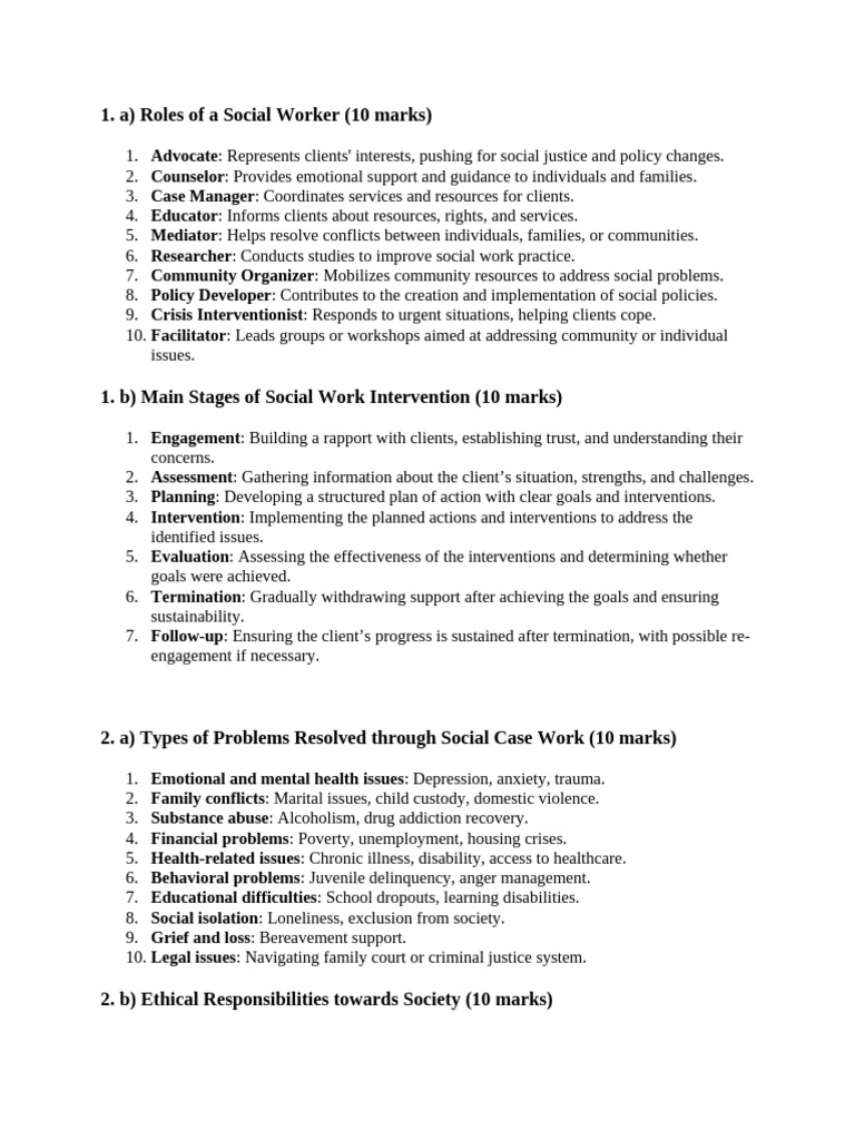 A roles of a social worker 10 marks pdf social work privacy