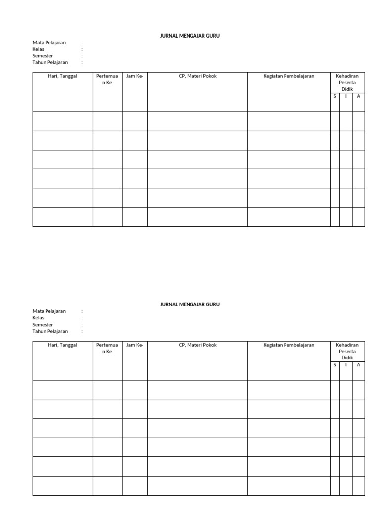 Jurnal Mengajar Guru SMP | PDF