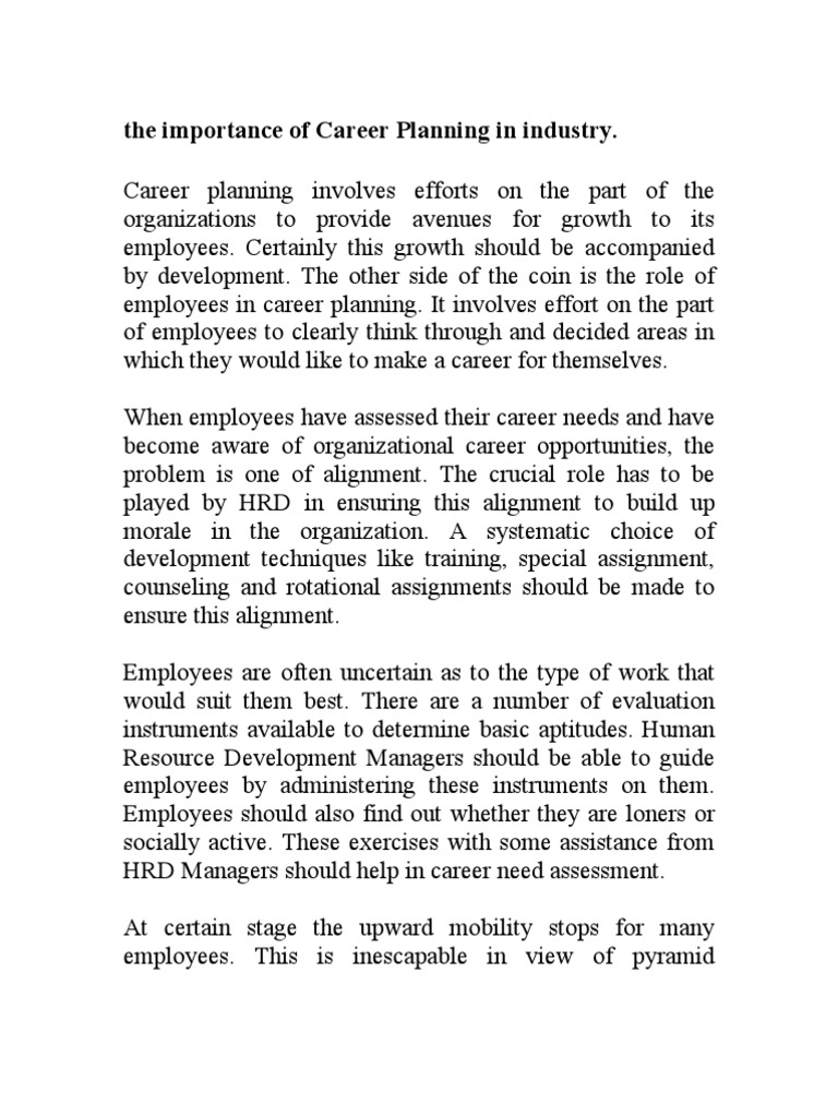 The Importance of Career Planning in Industry 597 | PDF | Employment ...