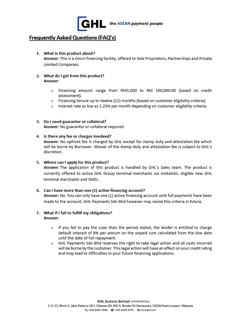 Frequently Asked Questions (FAQ's) | PDF | Credit | Finance & Money ...