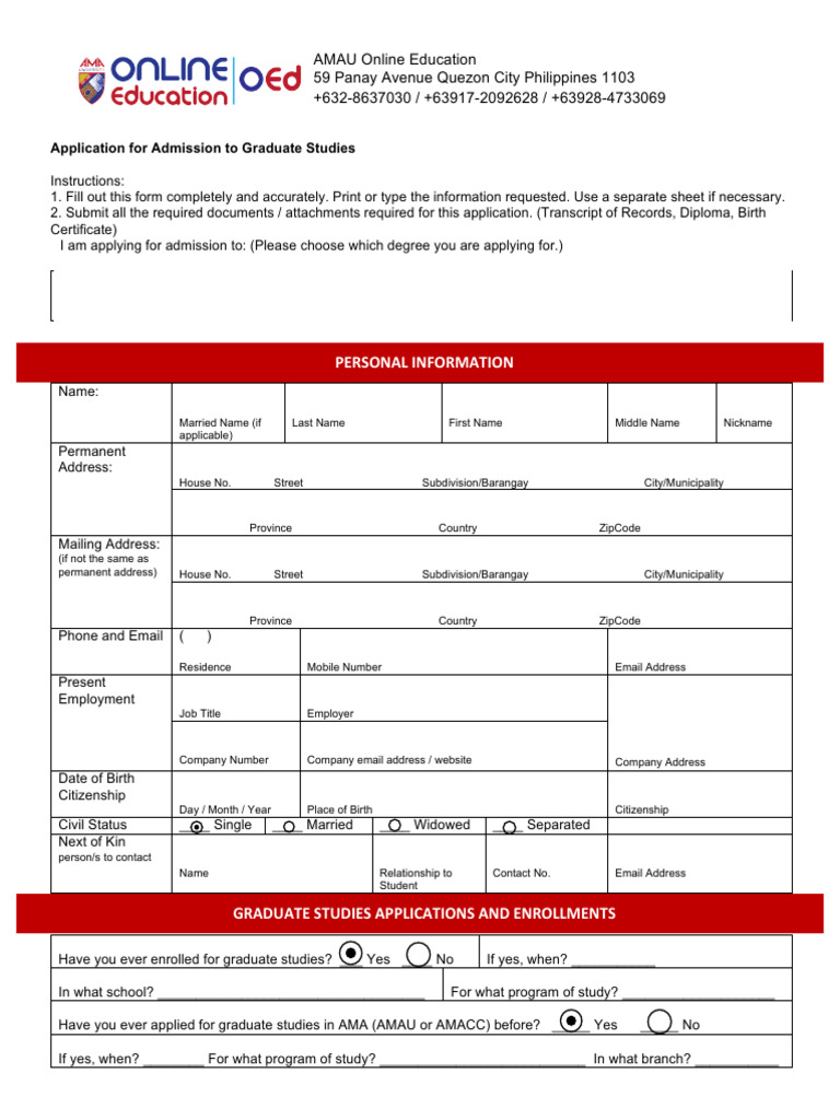 Post Grad Form AMAOED | PDF