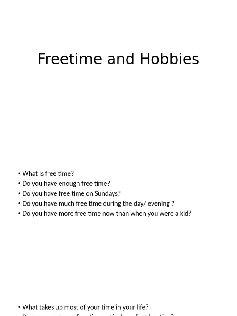 Freetime and Hobbies | PDF | Lifestyle