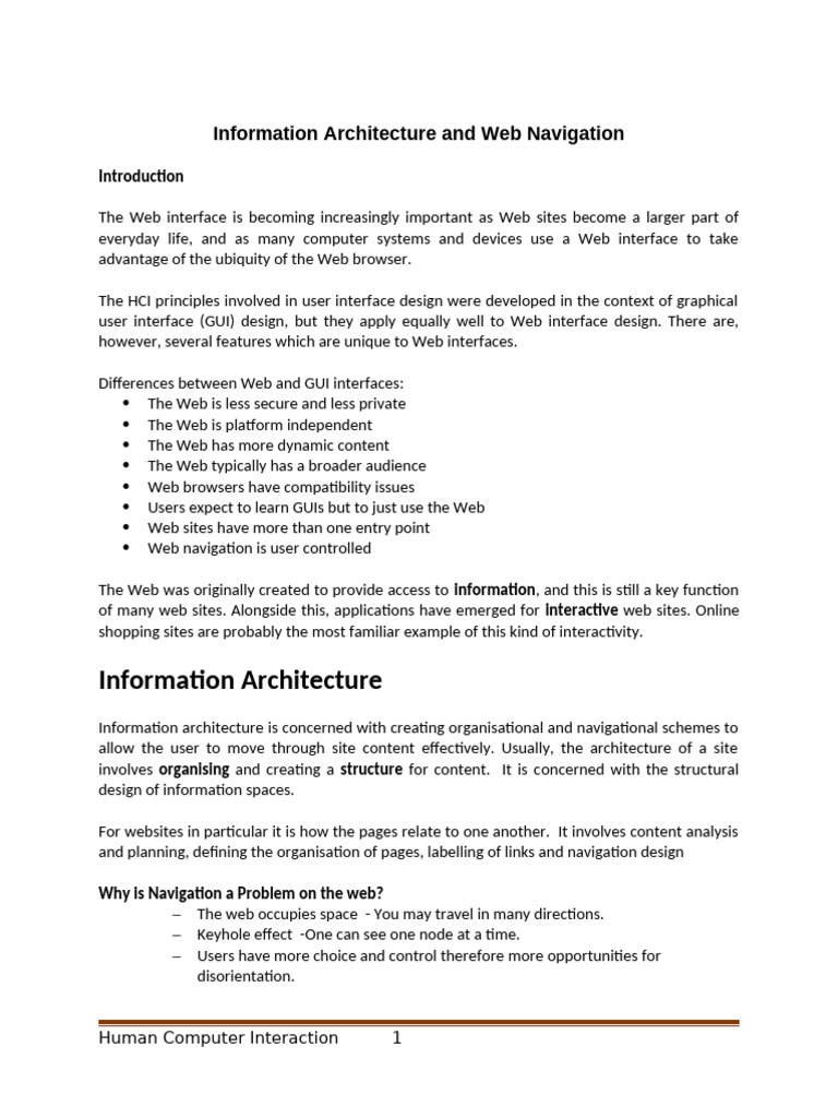 Web Navigation and Information Architecture | PDF | World Wide Web ...