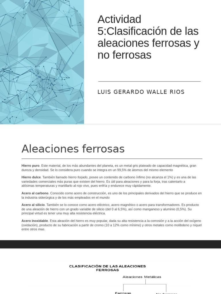 Clasificacion de Las Aleaciones Ferrosas y No Ferrosas | PDF