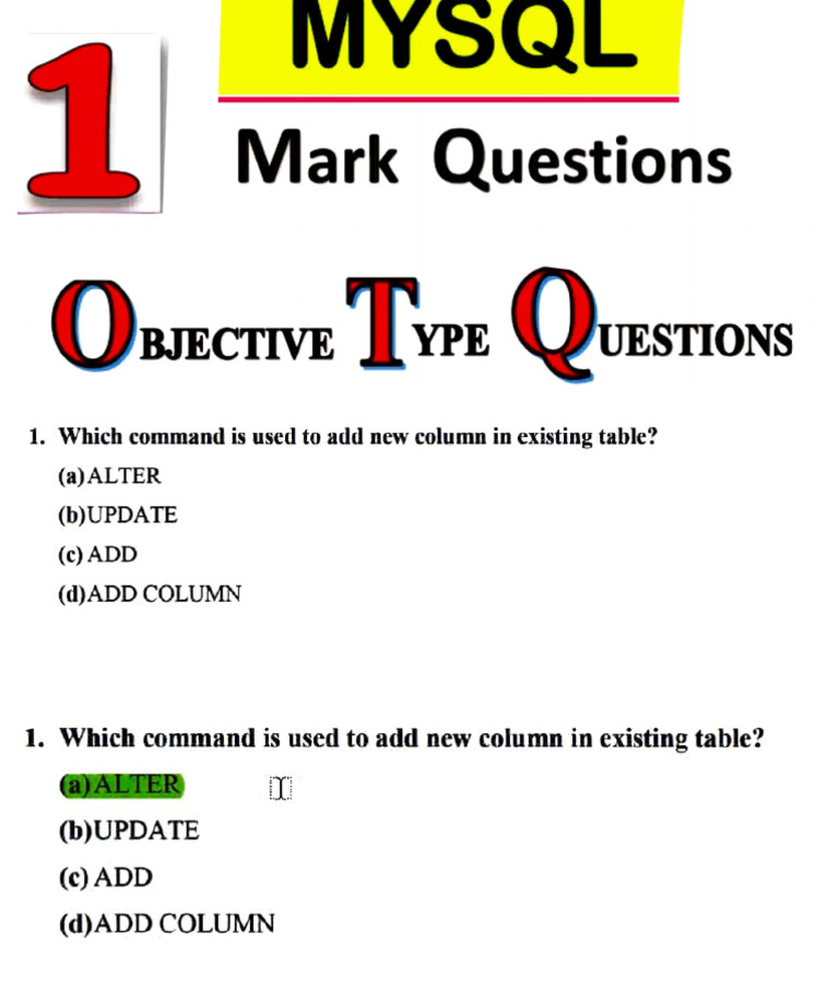 1 Mark Questions DBMS | PDF