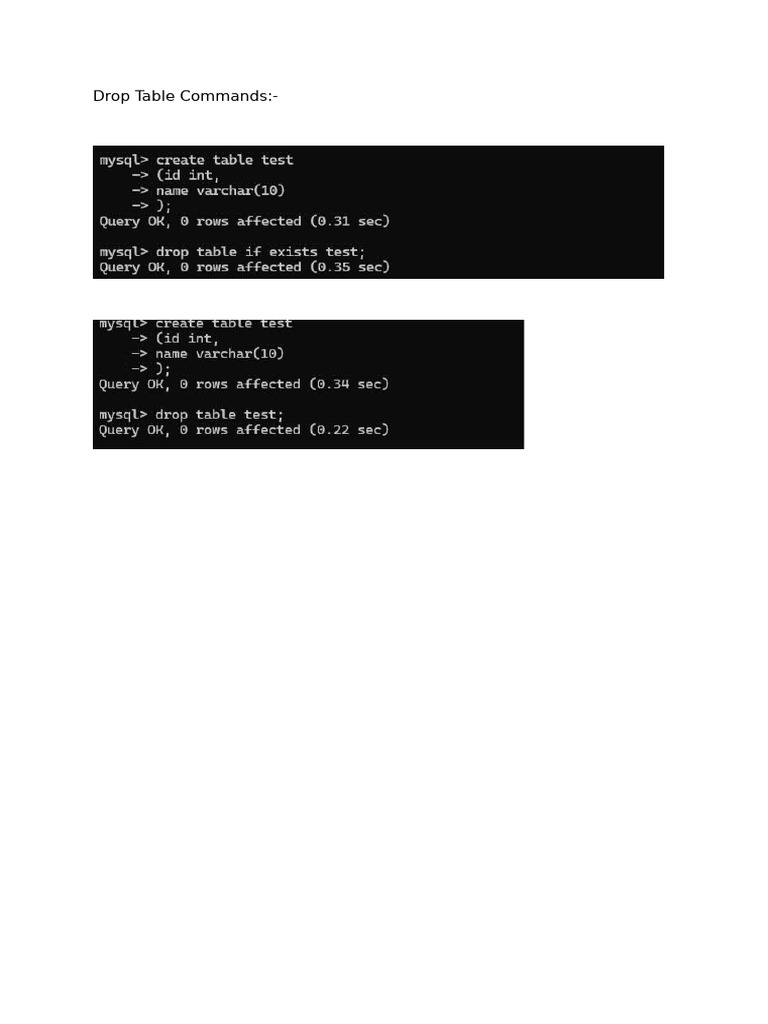 Drop Table Commands | PDF
