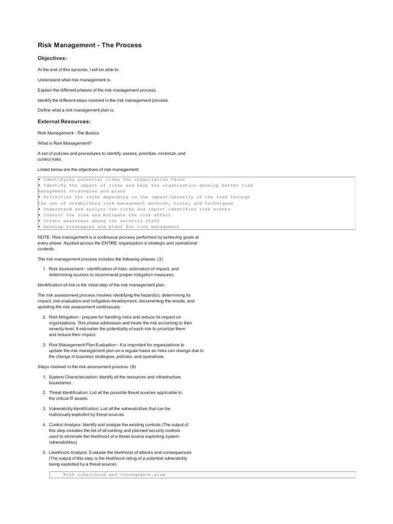Understanding Risk Management Processes | PDF | Risk Management | Risk