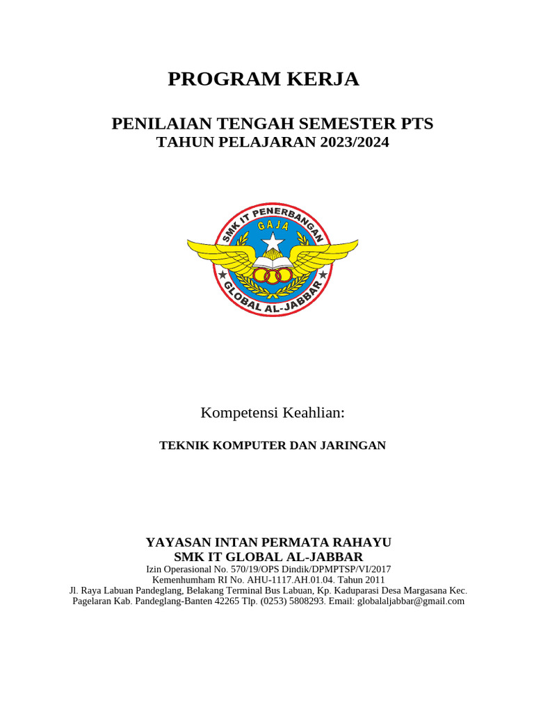 Program Kerja PTS SMK IT Global 2023/2024 | PDF