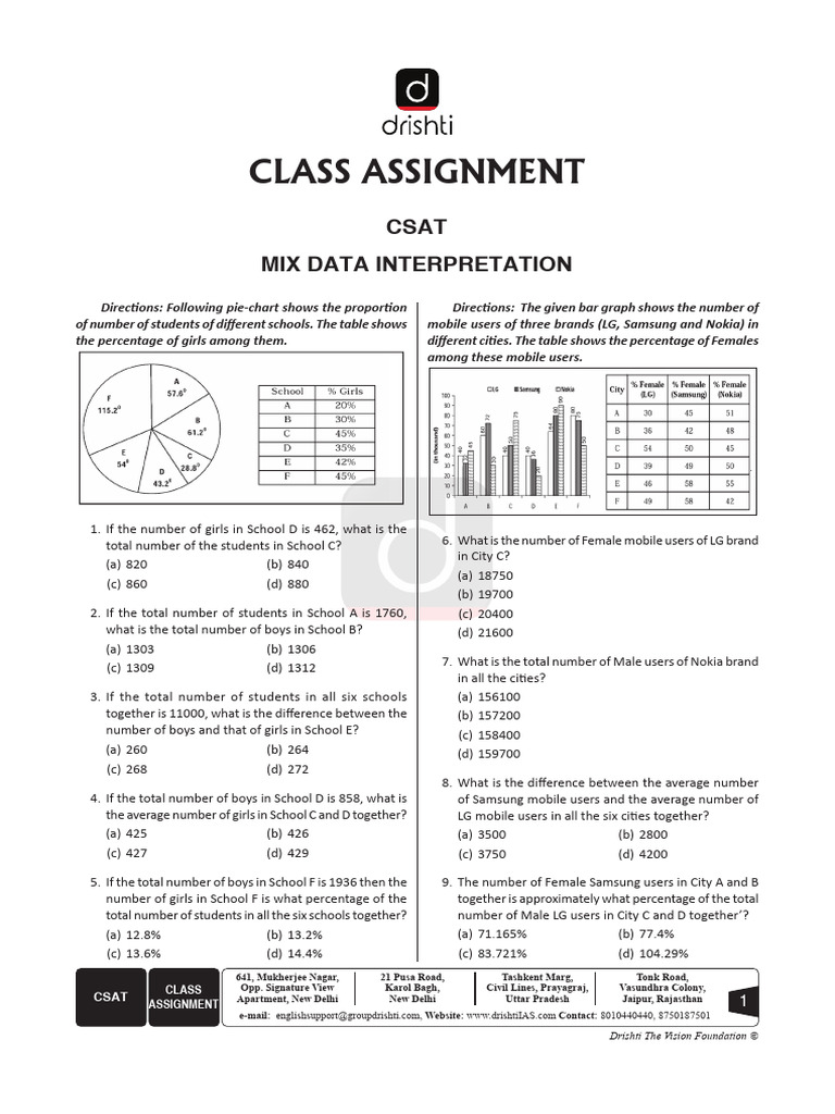 CSAT Assignment: Data Interpretation Questions | PDF | Games & Activities