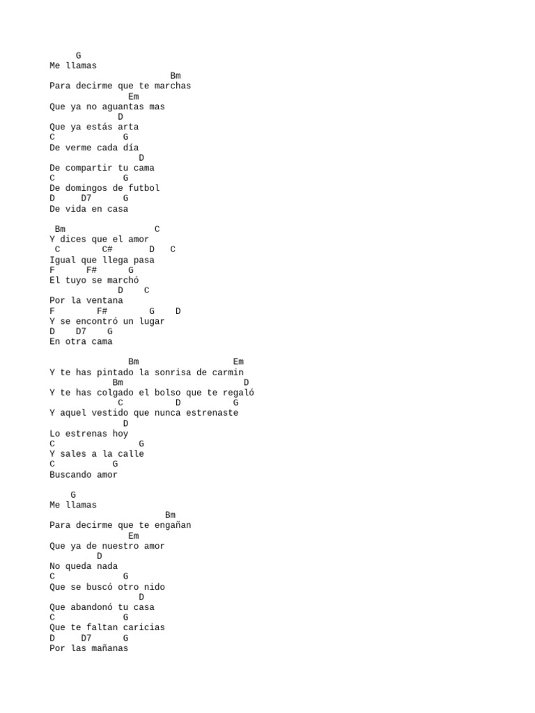 Me Llamas Letra y Acordes | PDF