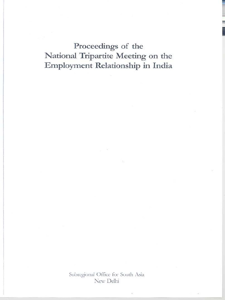 Employment Relationship in India: ILO Meeting | PDF | Employment ...