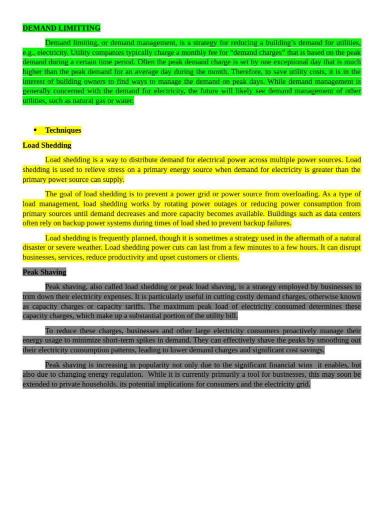 Demand Limiting Strategies Explained | PDF | Electrical Grid | Economies