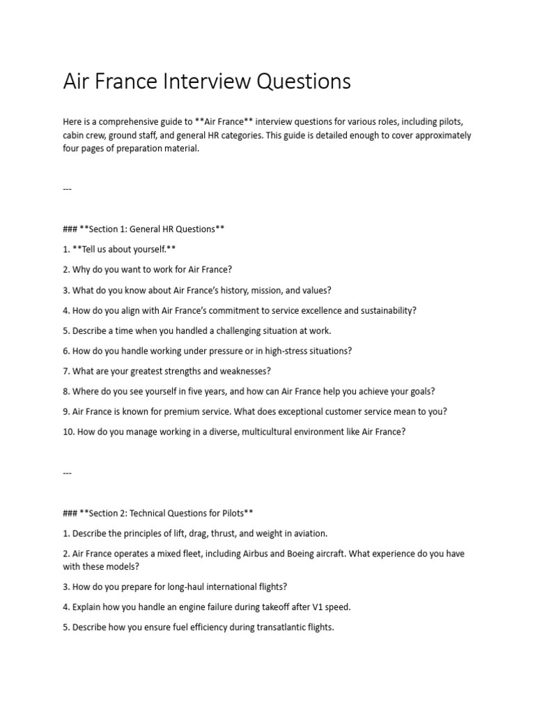 Air France Interview Preparation Guide | PDF | Airlines | Aircraft