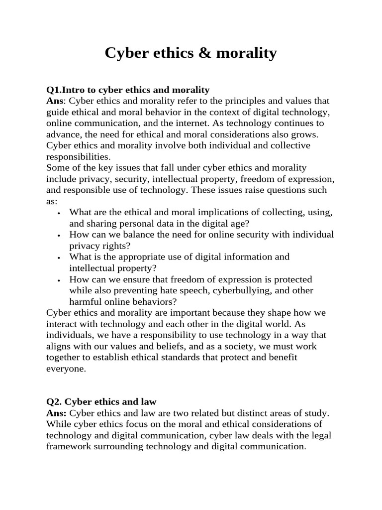 Understanding Cyber Ethics and Morality | PDF | Morality | Social ...