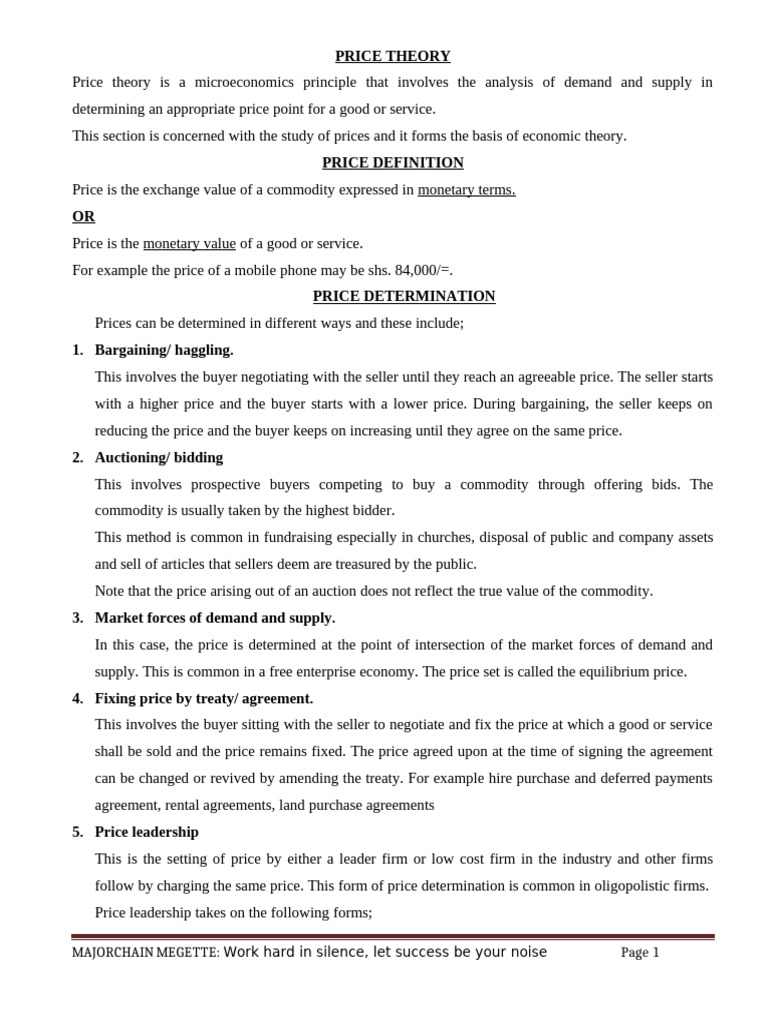 Economics Price Theory Notes A Level | PDF | Demand | Demand Curve