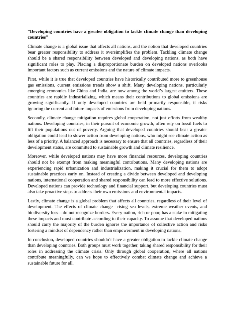 Developed Countries - Climate Change | PDF | Developing Country ...