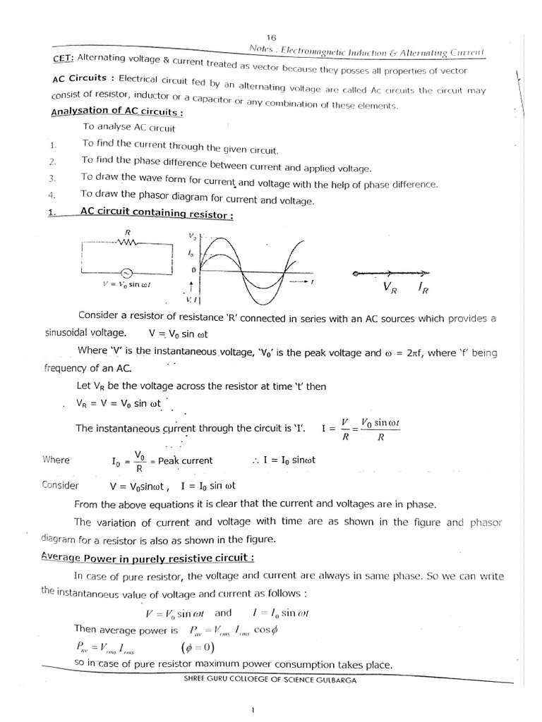 Alternate current theory notes pdf