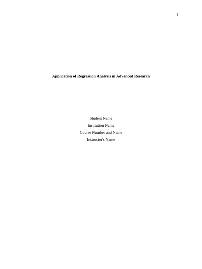 Application of Regression Analysis in Advanced Research-Revised | PDF ...
