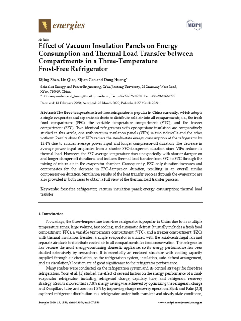 Effect of Vacuum Insulation Panels On Energy Consu | PDF | Refrigerator ...