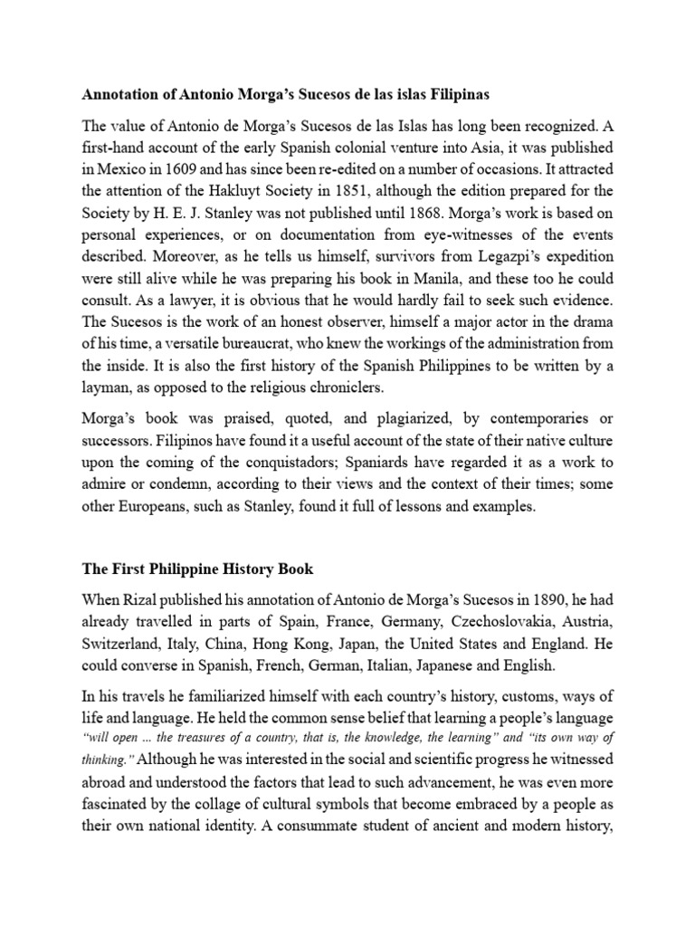 Rizal's Annotations on Morga's History | PDF | Philippines