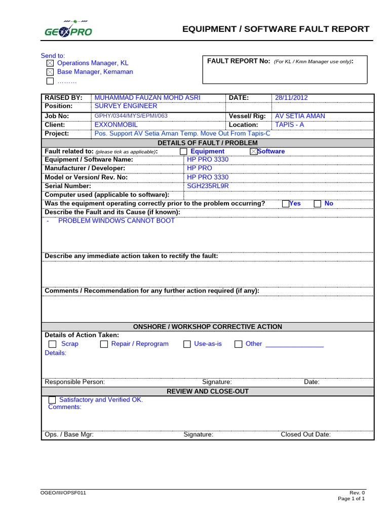 Fault Report Setia Aman | PDF | Computers