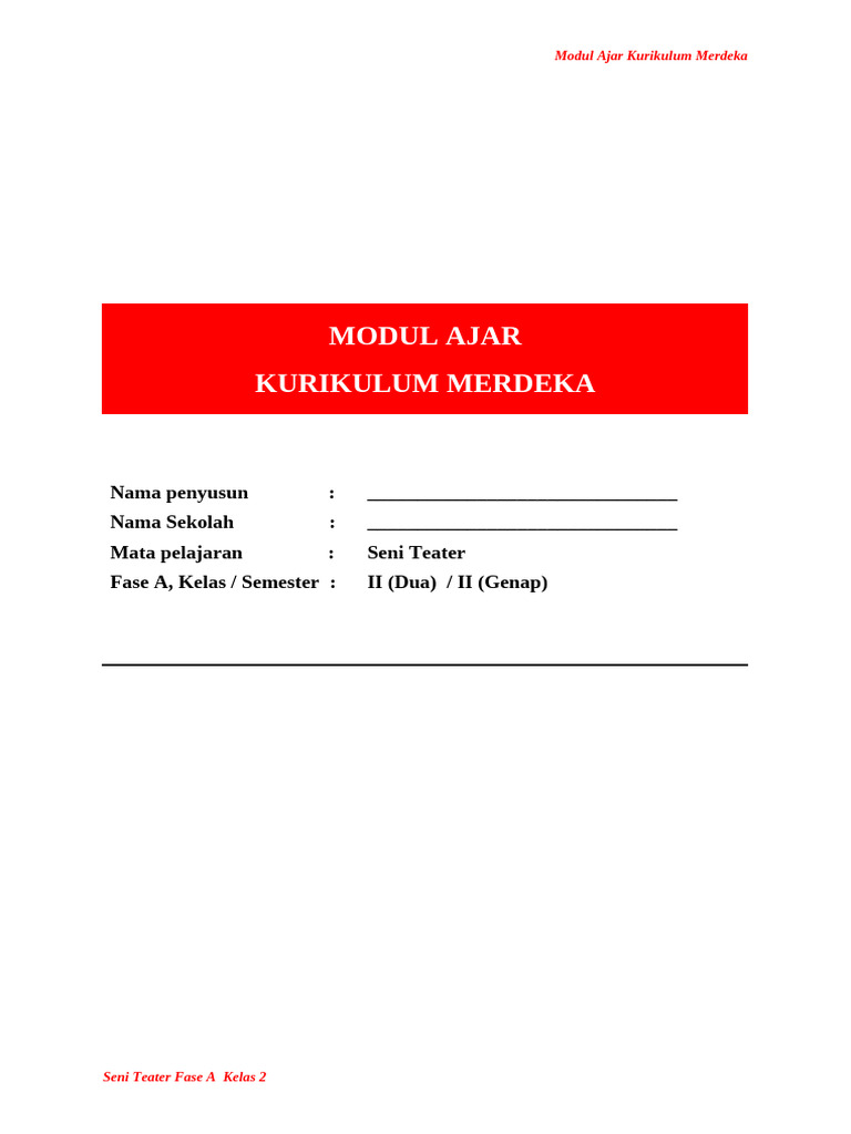 Modul Ajar Seni Teater Kelas 2 | PDF | Seni & Disiplin Bahasa | Kajian ...