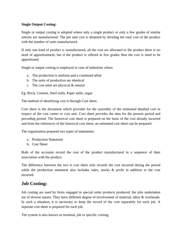Single Job Batch Costing | PDF | Economies | Business Economics
