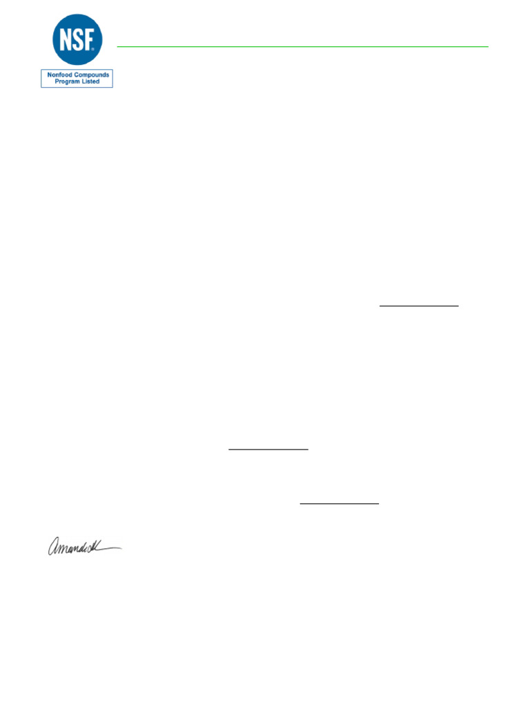 NSF Registration for ArChine Comptek FPC 150 | PDF
