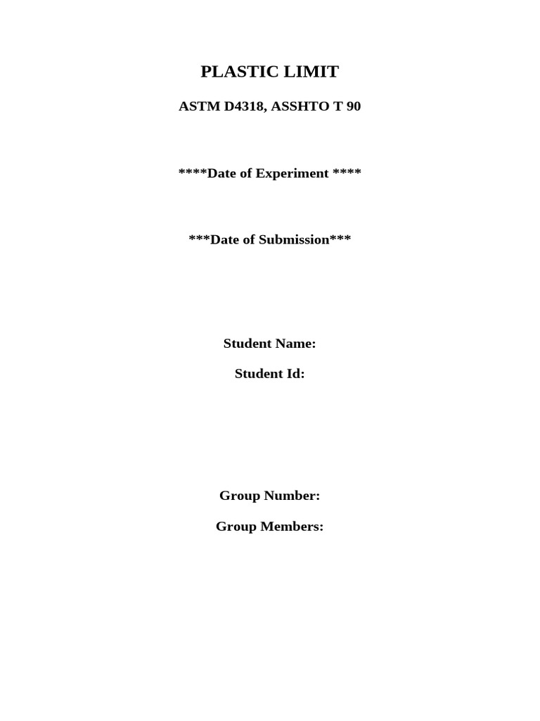 PLASTIC LIMIT | PDF | Geotechnical Engineering | Horticulture