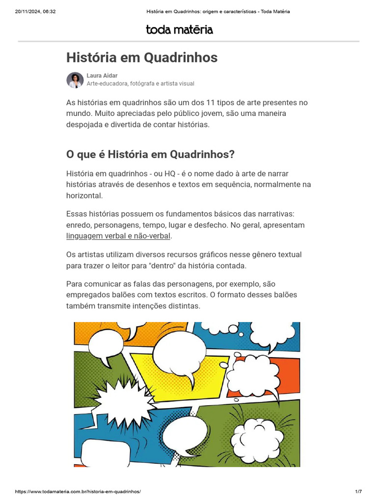 Origem e Características das HQs | PDF | Quadrinhos | Cartunismo