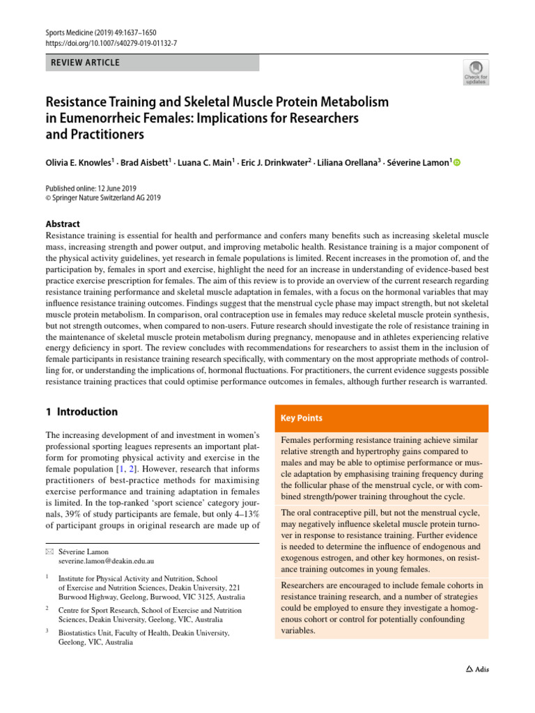 Resistance Training and Skeletal Muscle Protein Metabolism in ...