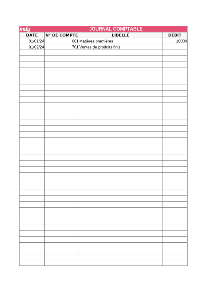 Exemple De Journal Comptable Outil Comptable Excel