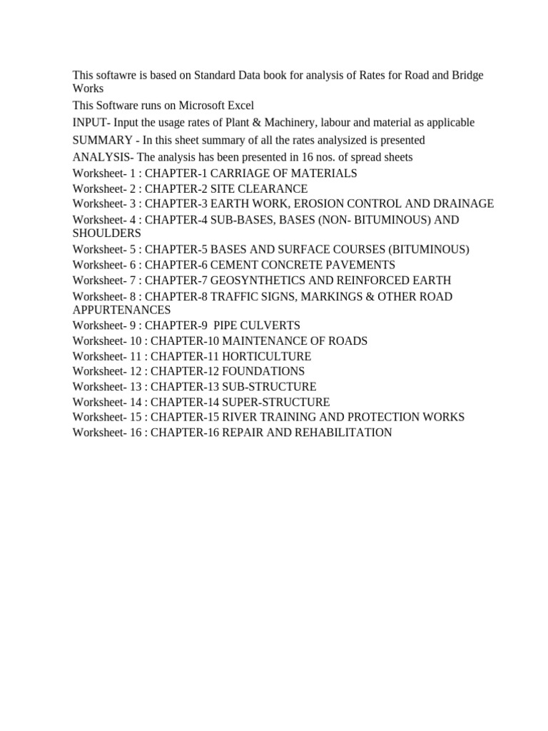 Excel Software for Road Rate Analysis | PDF | Concrete | Road