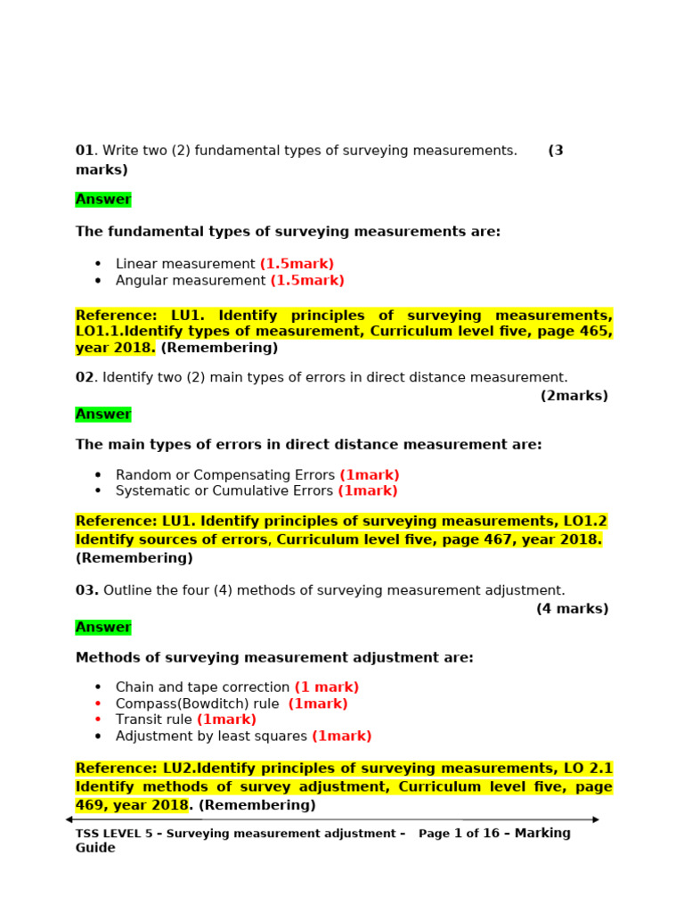 MEASUREMENTS | PDF | Surveying | Errors And Residuals