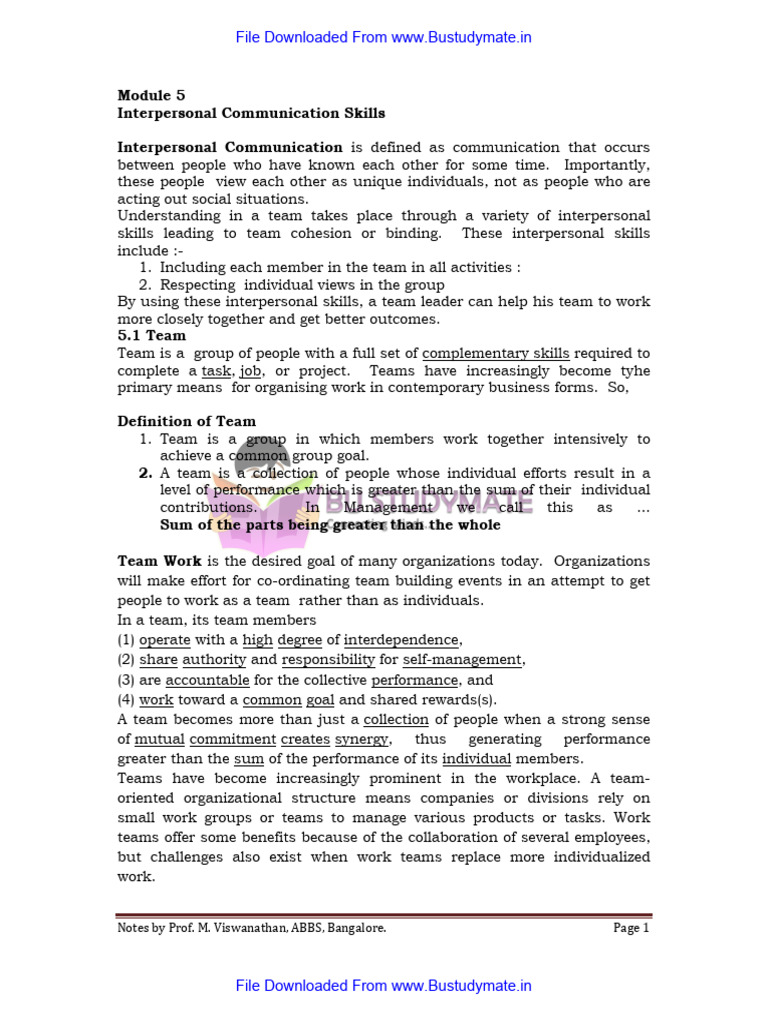 Interpersonal Communication Skills For MBA Students | PDF | Negotiation ...