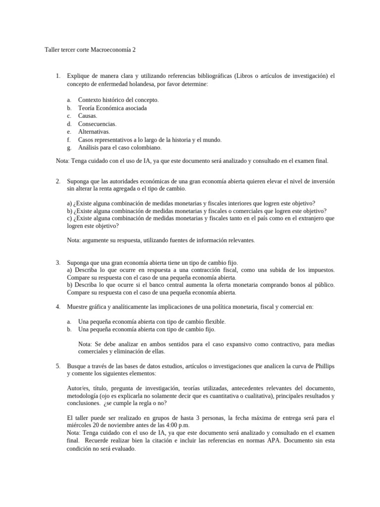 Taller de Macroeconomía: Análisis y Teoría | PDF | Macroeconómica | La ...