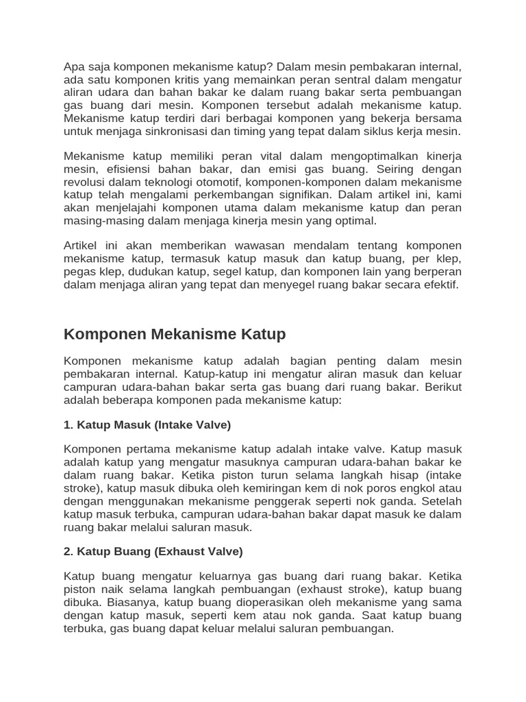 Komponen Utama Mekanisme Katup | PDF | Teknologi & Rekayasa