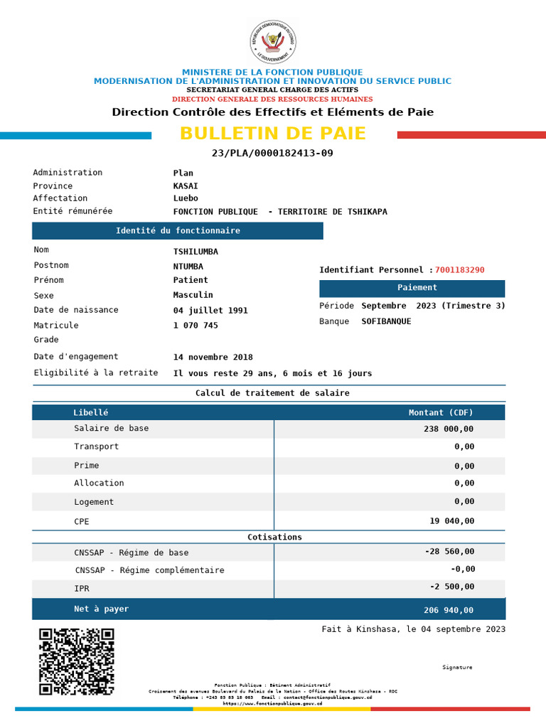 Listing de Paie Fonction Publique 2023 | PDF | Gouvernance | Gouvernement