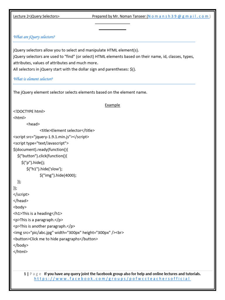 Lecture 2 | PDF | J Query | Html