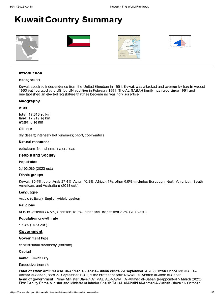 Kuwait Overview from CIA Factbook | PDF | Kuwait | Economies