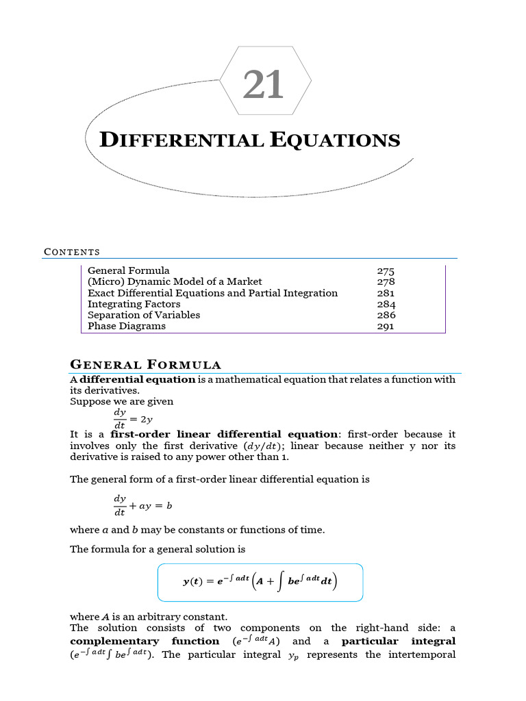21.differential Equations | PDF | Derivative | Ordinary Differential ...