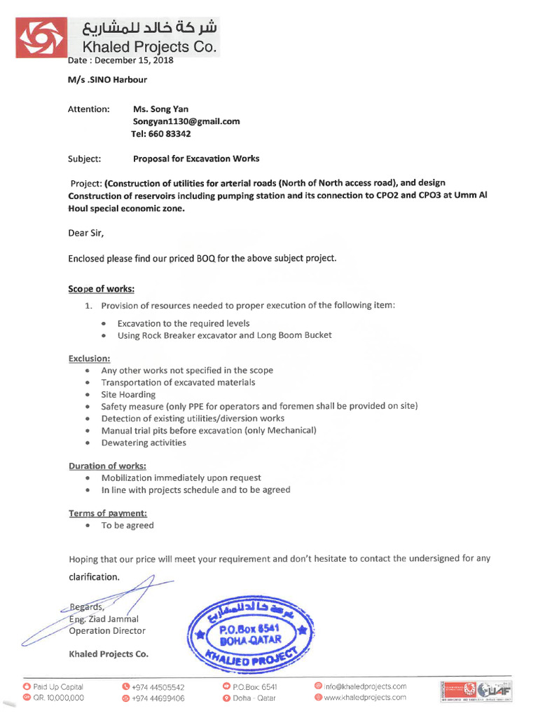 Proposal For Excavation Works | PDF