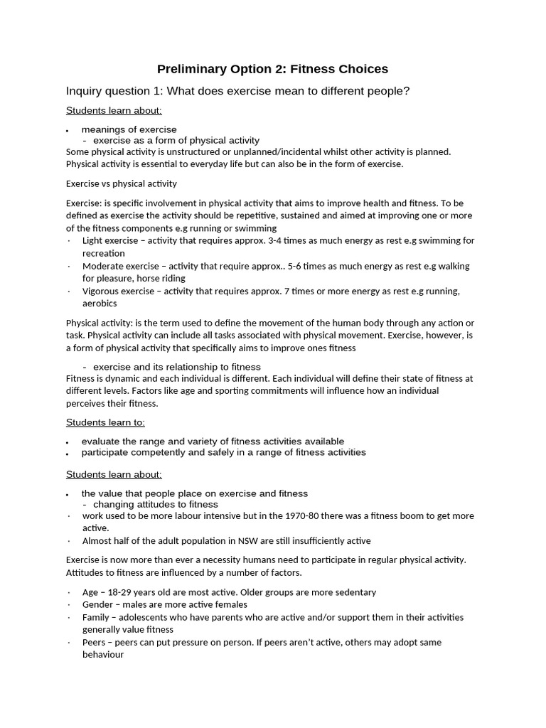 Prelim Option - Fitness Choices | PDF | Physical Fitness | Personal Trainer