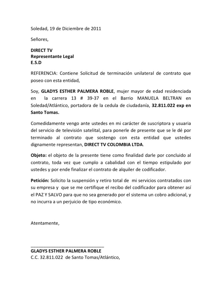 Carta De Renuncia Modelo Chile - w Carta De