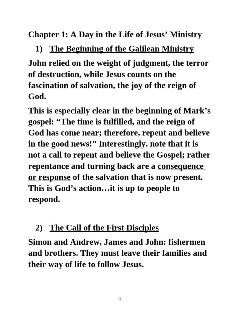 Class 7 11-14-24 Mark 1-3 | PDF | Jesus | Gospel Of Mark