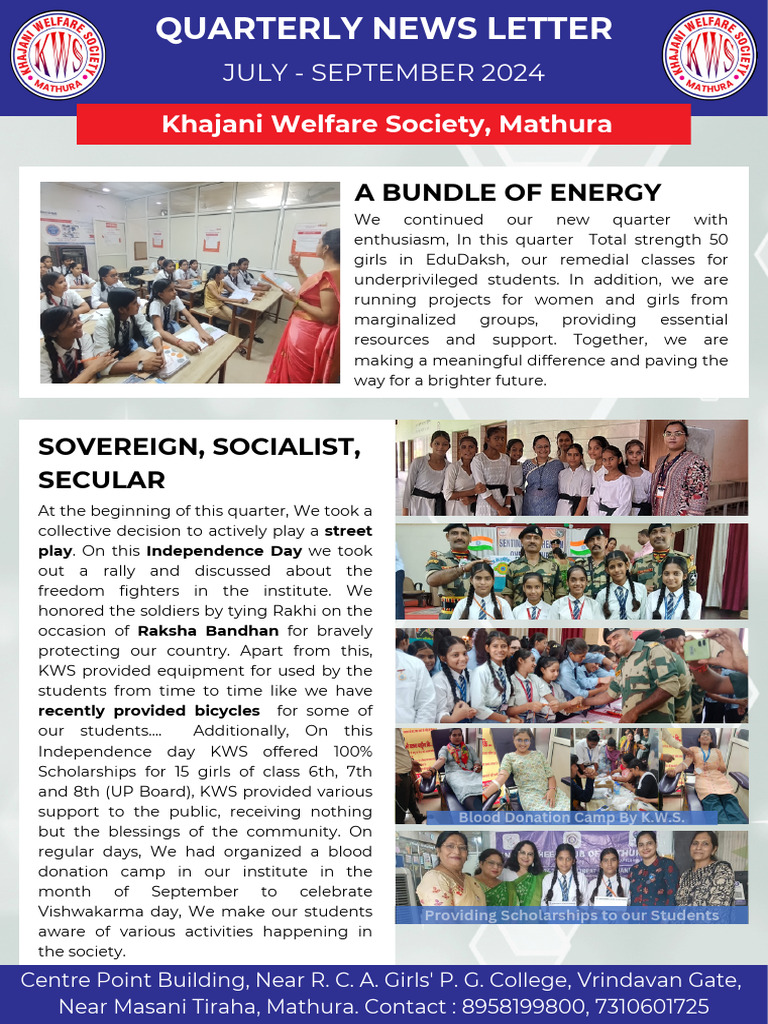 Quaterly Newsletter July To Sept 2024 | PDF | Social Science | Wellness
